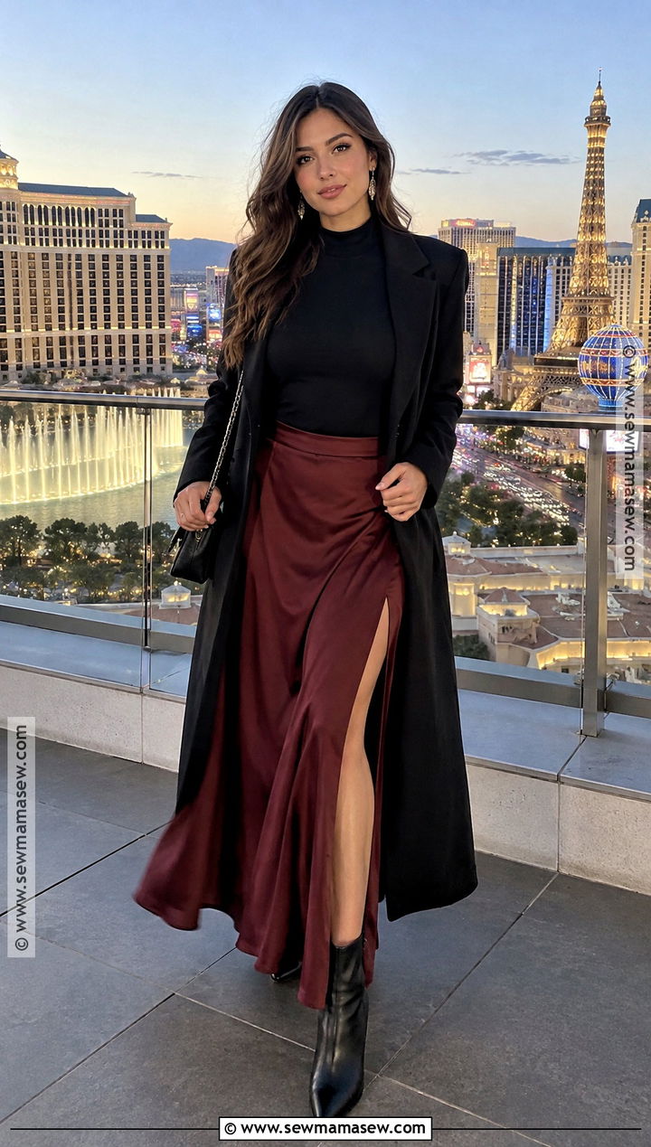 Vegas Rooftop Outfit With Bodysuit And Maxi Skirt - 20 outfits for vegas in november
