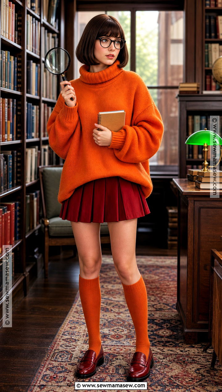 Velma Costume With An Orange Sweater - 40 cute easy halloween costumes