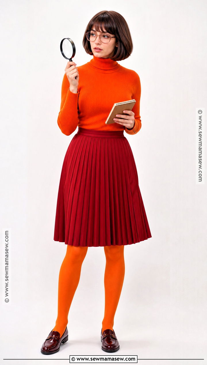 Velma Costume With Orange Sweater - 35 Halloween Costumes Women Easy
