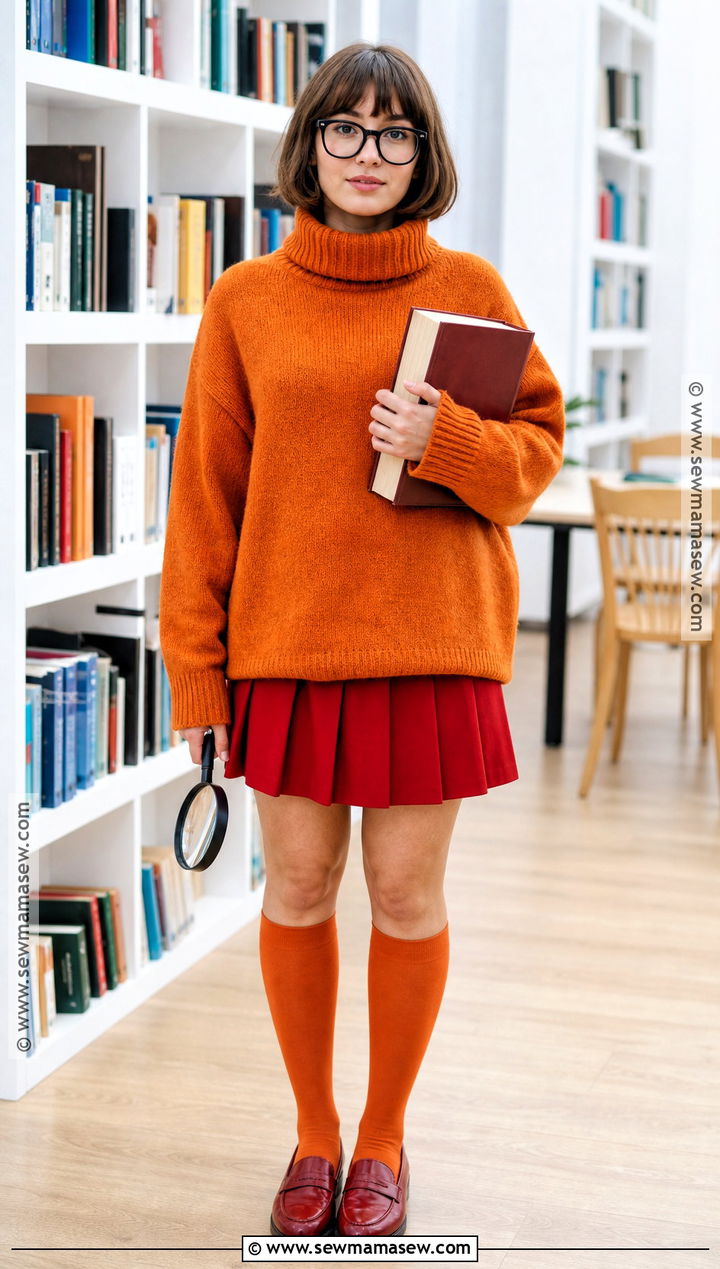 Velma Costume With Orange Sweater - 40 halloween costumes for women