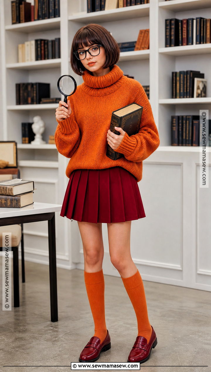 Velma Dinkley Costume With Orange Sweater - 35 costumes for halloween