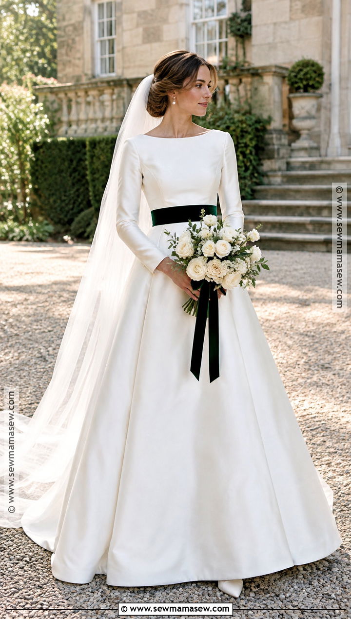 Velvet Accent Autumn Wedding Dress - 20 wedding dress autumn ideas