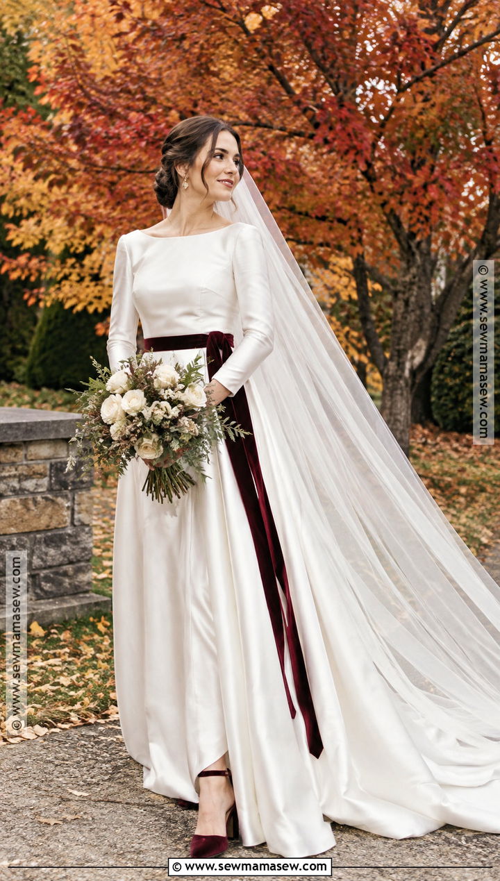 Velvet Accent Fall Bridal Look - 15 fall bridal looks