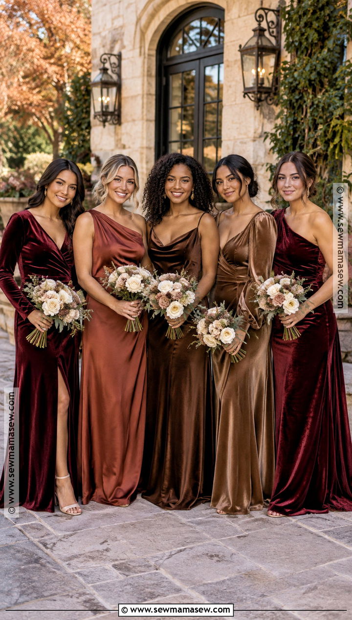 Velvet And Satin Fall Bridesmaid Dresses - 15 Non Matching Bridesmaid Dresses Fall
