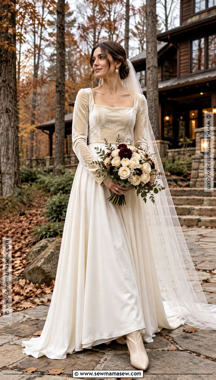 Velvet Bodice Fall Forest Wedding Dress - 15 fall forest wedding dress ideas