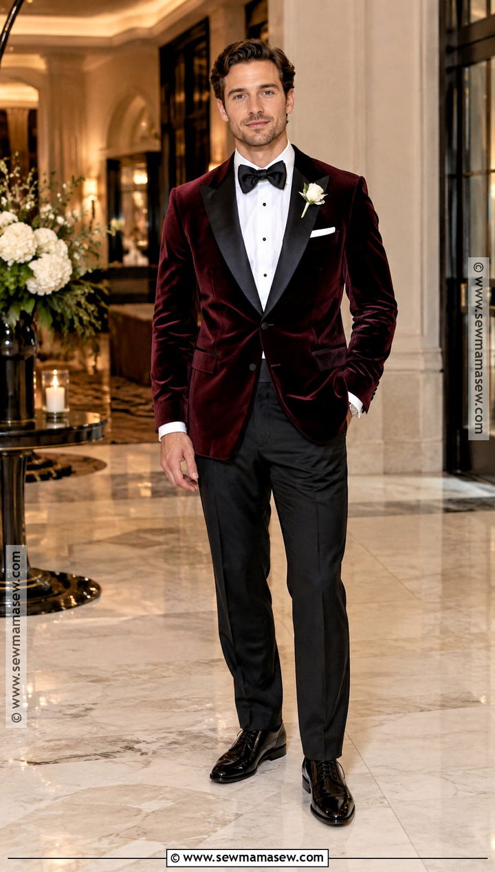 Velvet Dinner Jacket Groom Attire - 25 fall wedding groom attire ideas