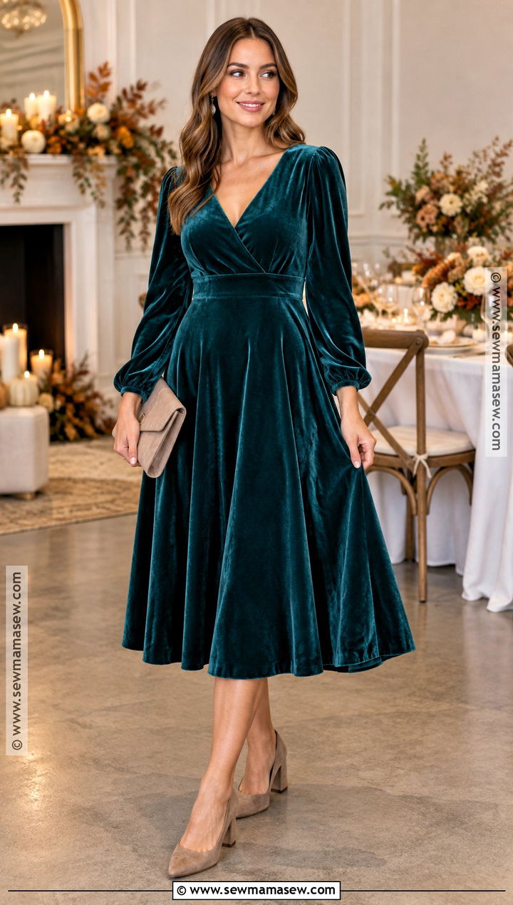 Velvet Dress Fall Baby Shower Guest Outfit - 25 baby shower outfit for guest fall ideas