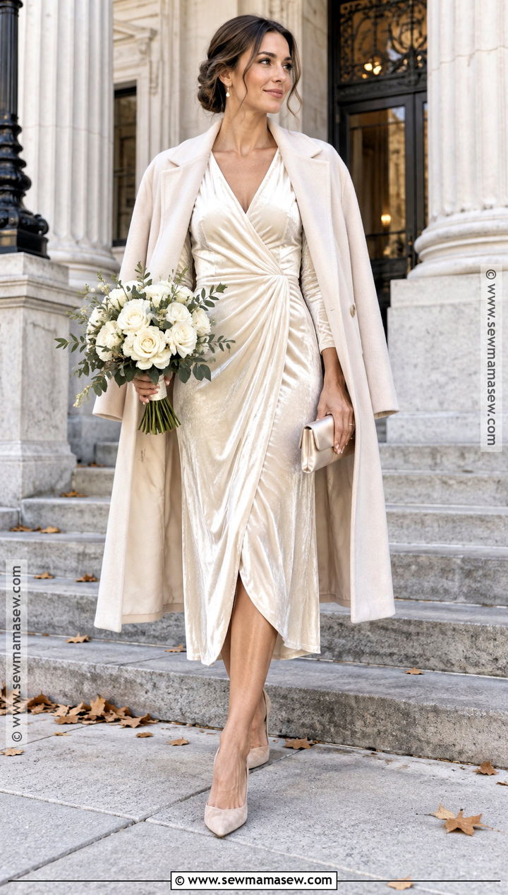 Velvet Fall Courthouse Wedding Dress - 20 fall courthouse wedding dress ideas