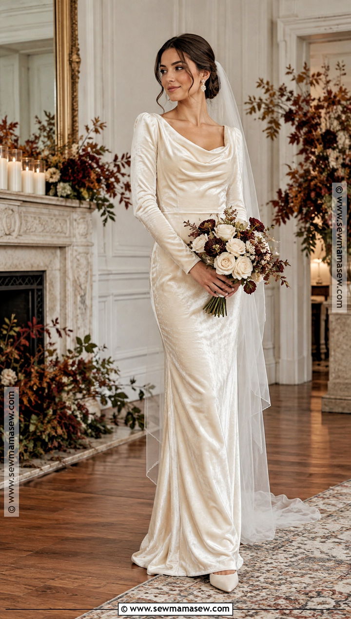 Velvet Fall Wedding Dress - 15 Fall Wedding Dress Bride Ideas