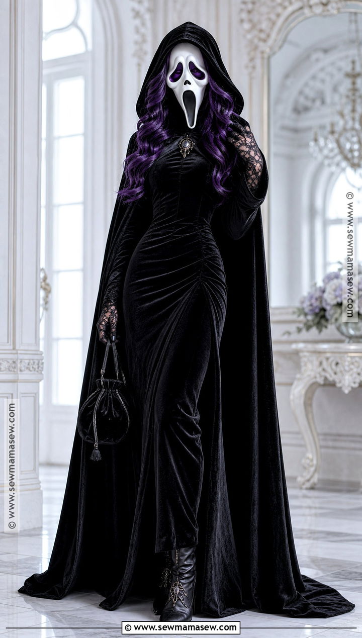 Velvet Ghost Face Costume With Hooded Cape - 45 ghost face costume ideas for women