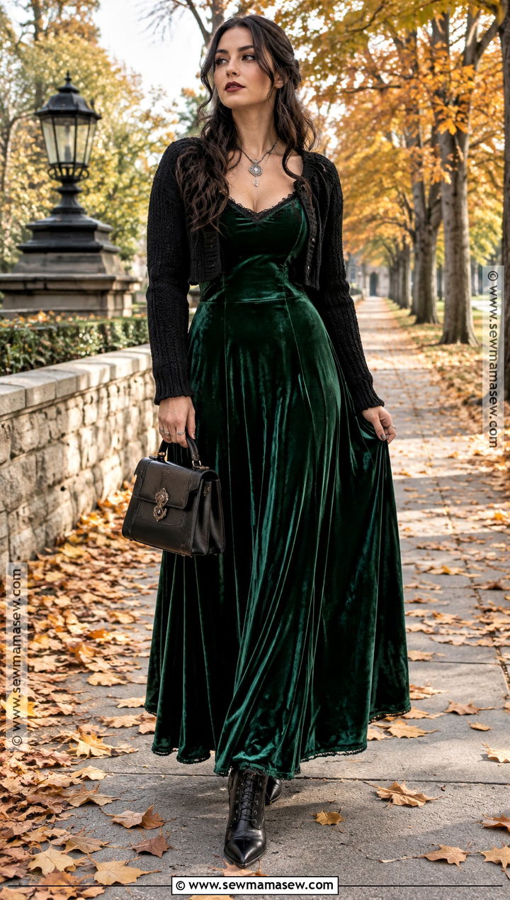 Velvet Maxi Dress Whimsigoth Fall Outfit - 25 whimsigoth fall outfits