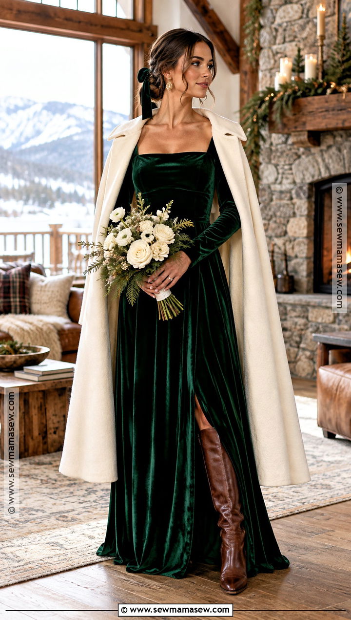 Velvet Maxi Elopement Dress - 15 November Elopement Dress Ideas