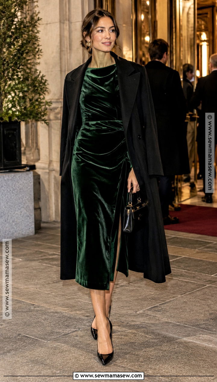 Velvet Midi Dress And Pointed Pumps Fall Date Night Outfit - 30 fall date night outfit ideas