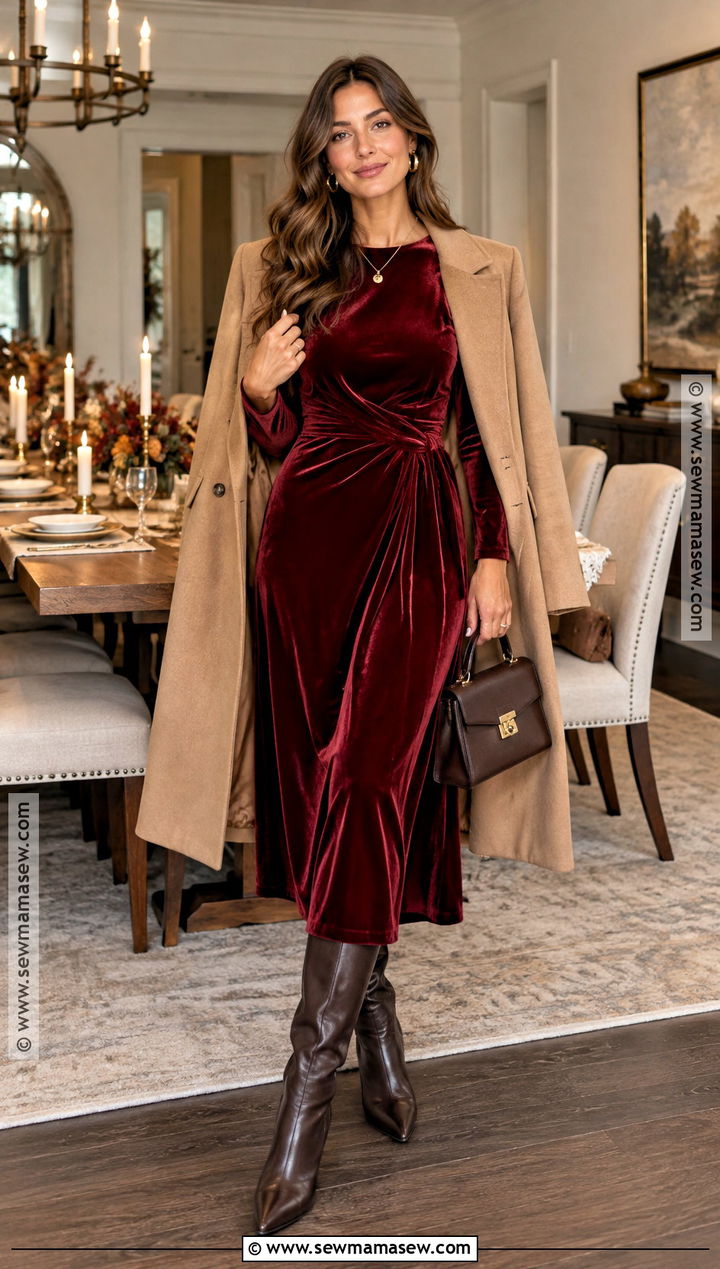 Velvet Midi Dress For Thanksgiving - 15 Dresses Thanksgiving