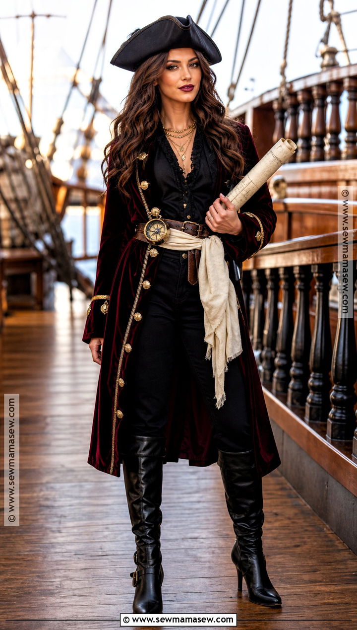 Velvet Pirate Captain Costume - 30 Simple Pirate Costume Ideas for Women