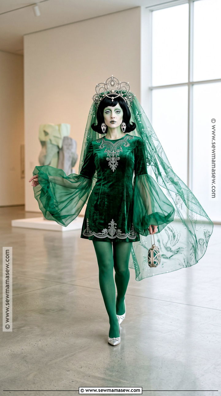 Velvet Scarah Screams Costume With Green Veil - 30 scarah screams costume ideas
