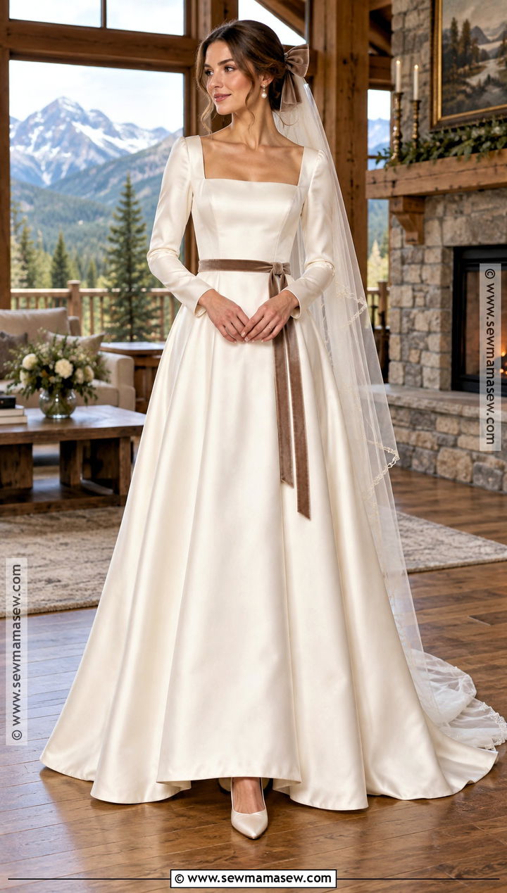 Velvet Trim Fall Wedding Dress - 25 fall wedding dress ideas