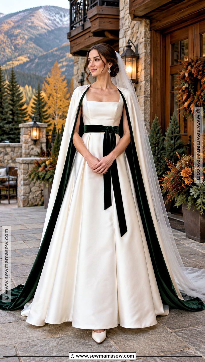 Velvet Trim Fall Wedding Dress - 15 fall wedding dress ideas brides