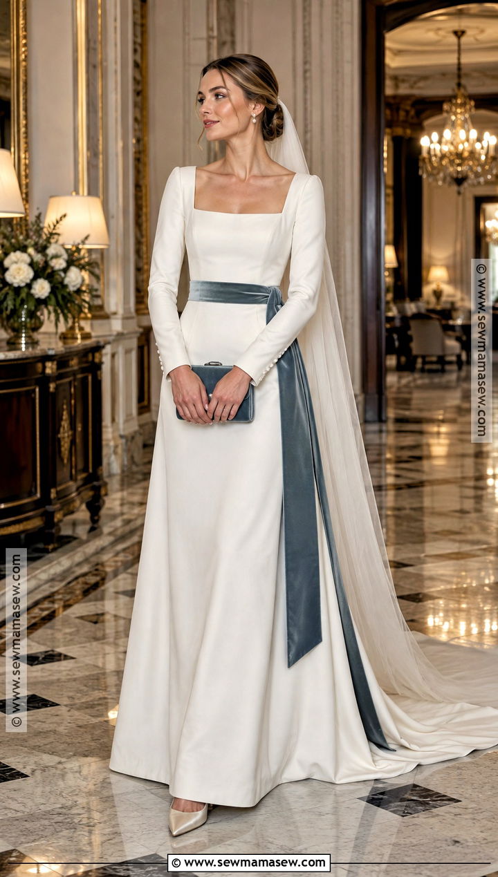 Velvet Trim Wedding Dress - 15 wedding dresses for fall weddings