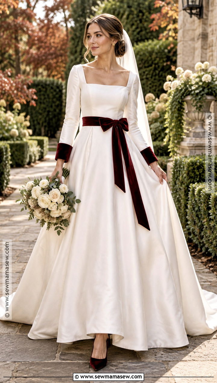Velvet Trim Wedding Dress - 15 Wedding Dresses Fall Wedding