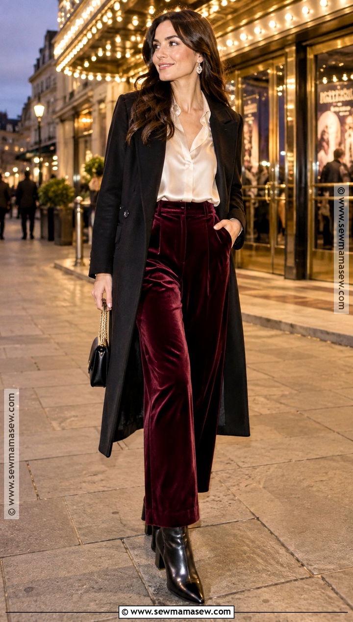 Velvet Trousers And Blouse London November Outfit - 20 london in november outfits for women