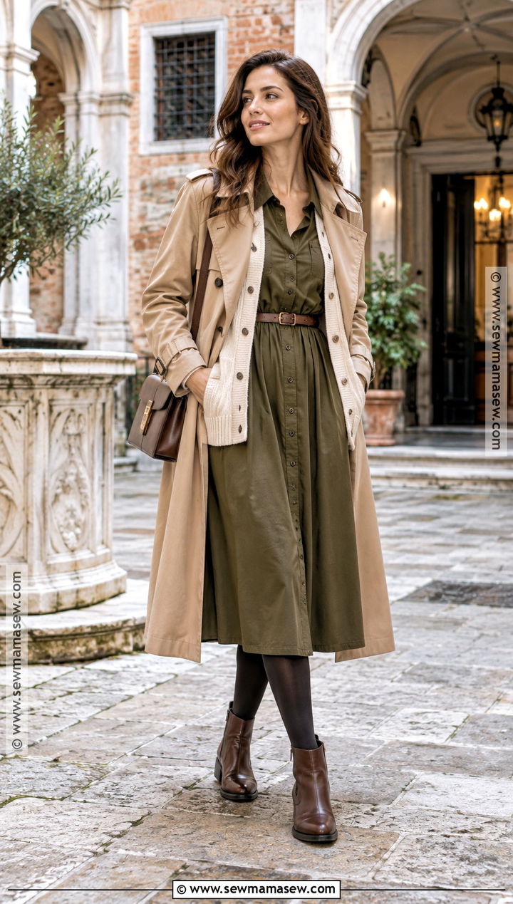 Venice Autumn Shirt Dress And Cardigan Outfit - 15 venice italy outfit autumn ideas