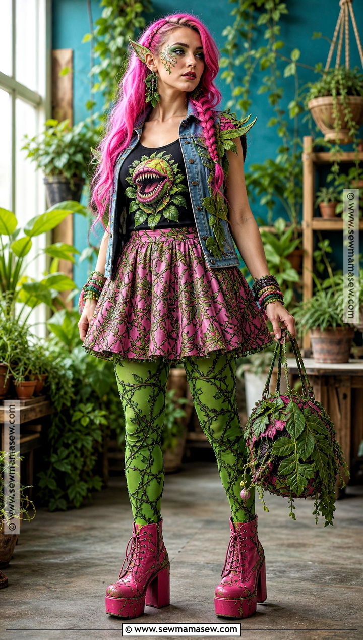 Venus McFlytrap Costume With Green Leggings - 35 Monster High Dolls Costume Ideas