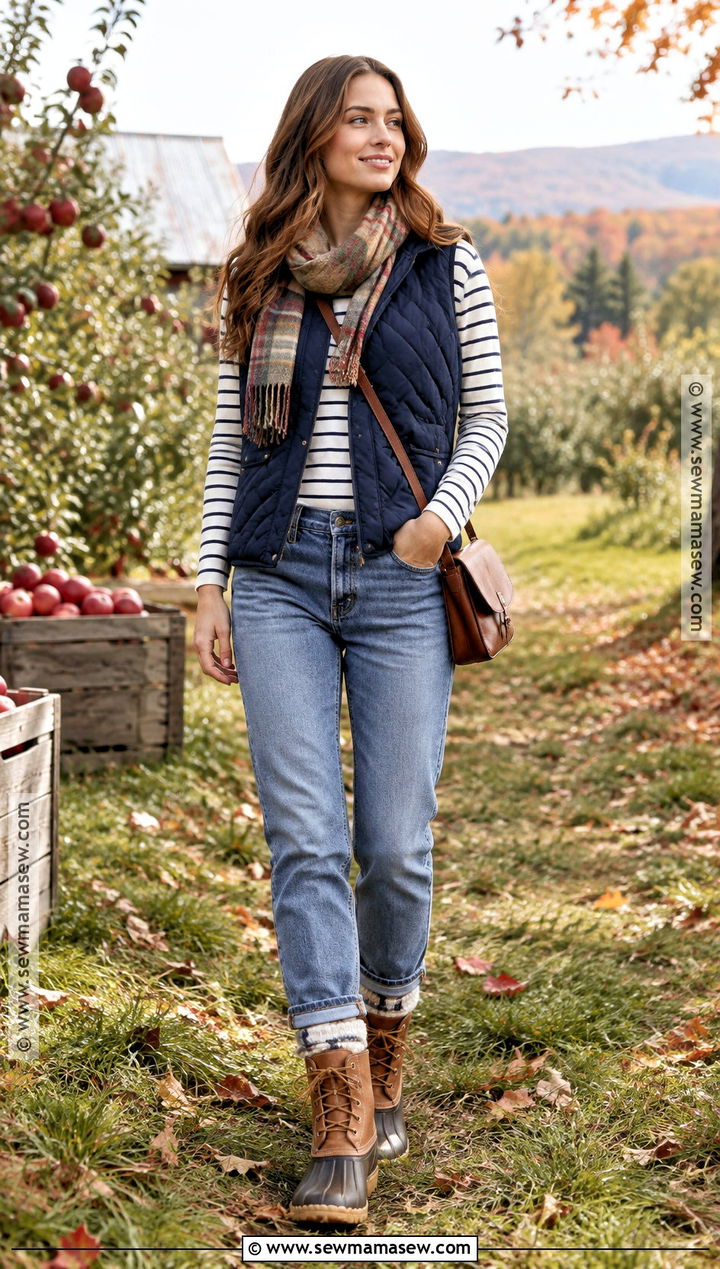 Vermont Fall Quilted Vest And Duck Boots Outfit - 20 vermont fall outfit ideas