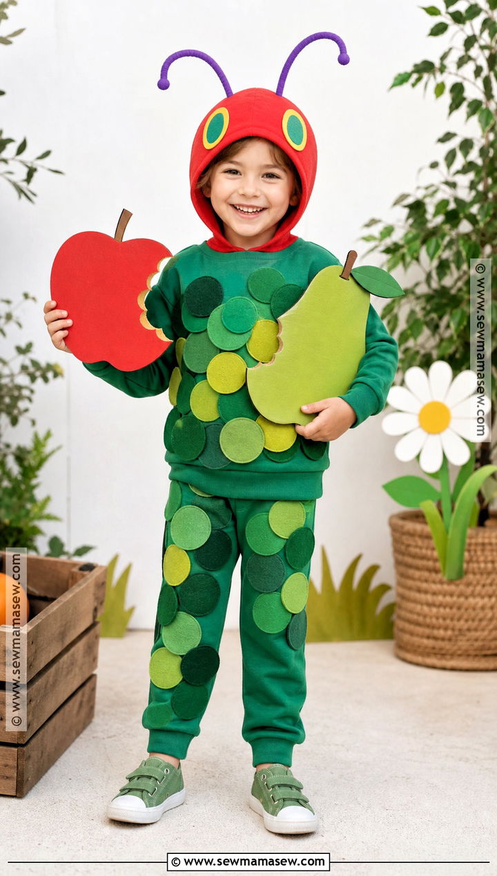 Very Hungry Caterpillar Costume With Green Clothes - 30 easy book character costumes for kids