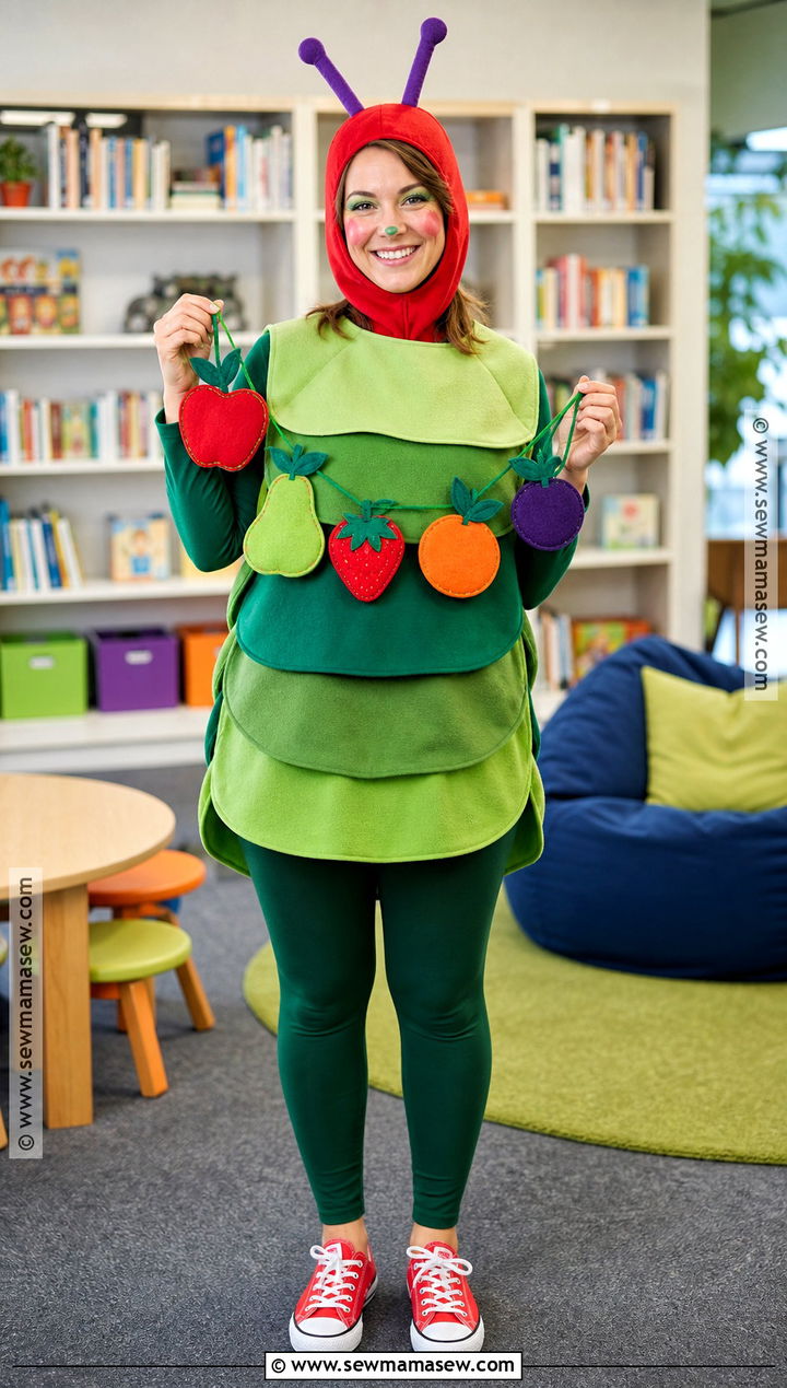 Very Hungry Caterpillar Costume With Green Layers - 30 teacher book week costume ideas