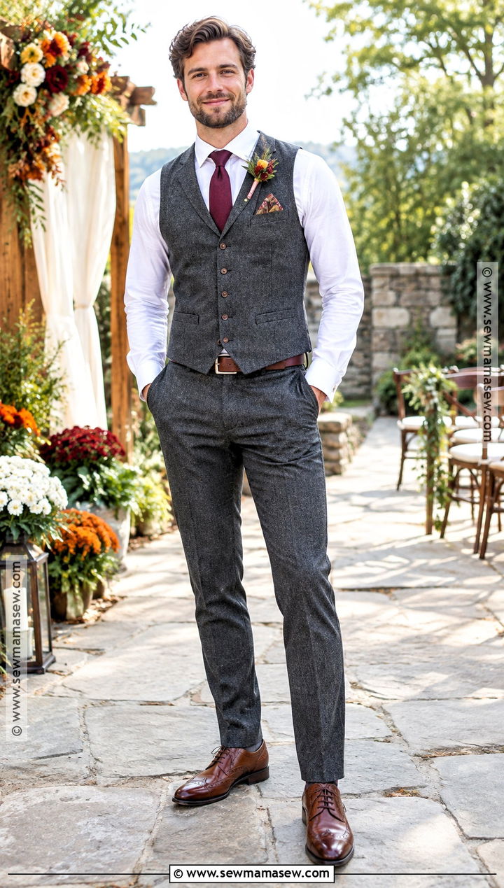 Vest And Trousers Groom Outfit - 15 groom outfit fall wedding ideas