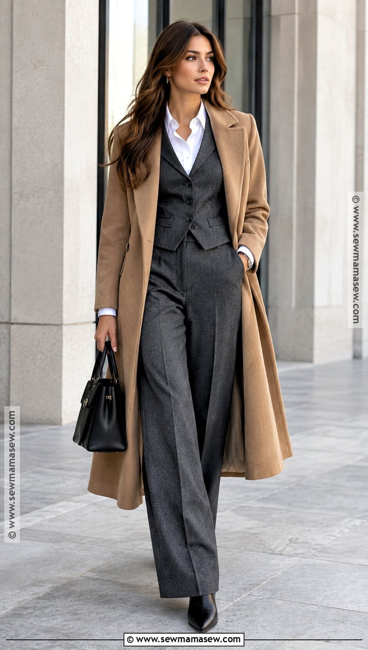 Vest And Wide Leg Pants Fall Outfit - 25 fall outfits women classy