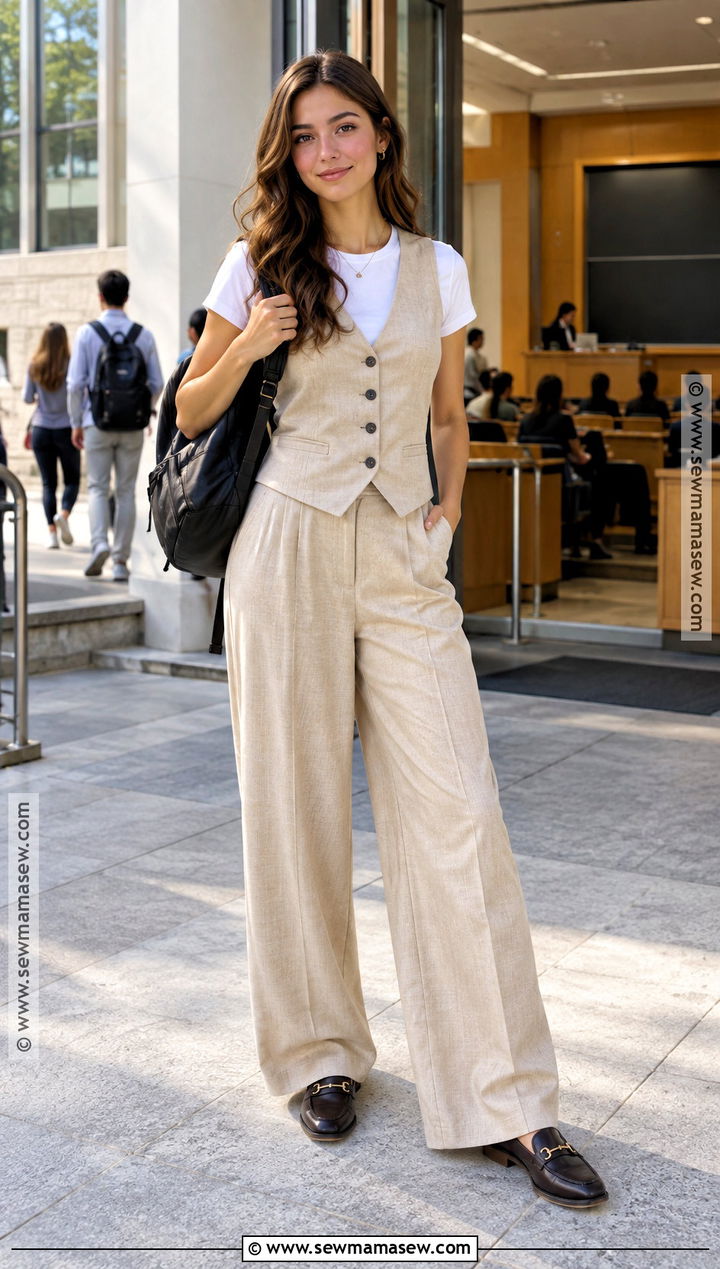 Vest Top And Wide Leg Trousers Outfit - 25 back to school outfits summer