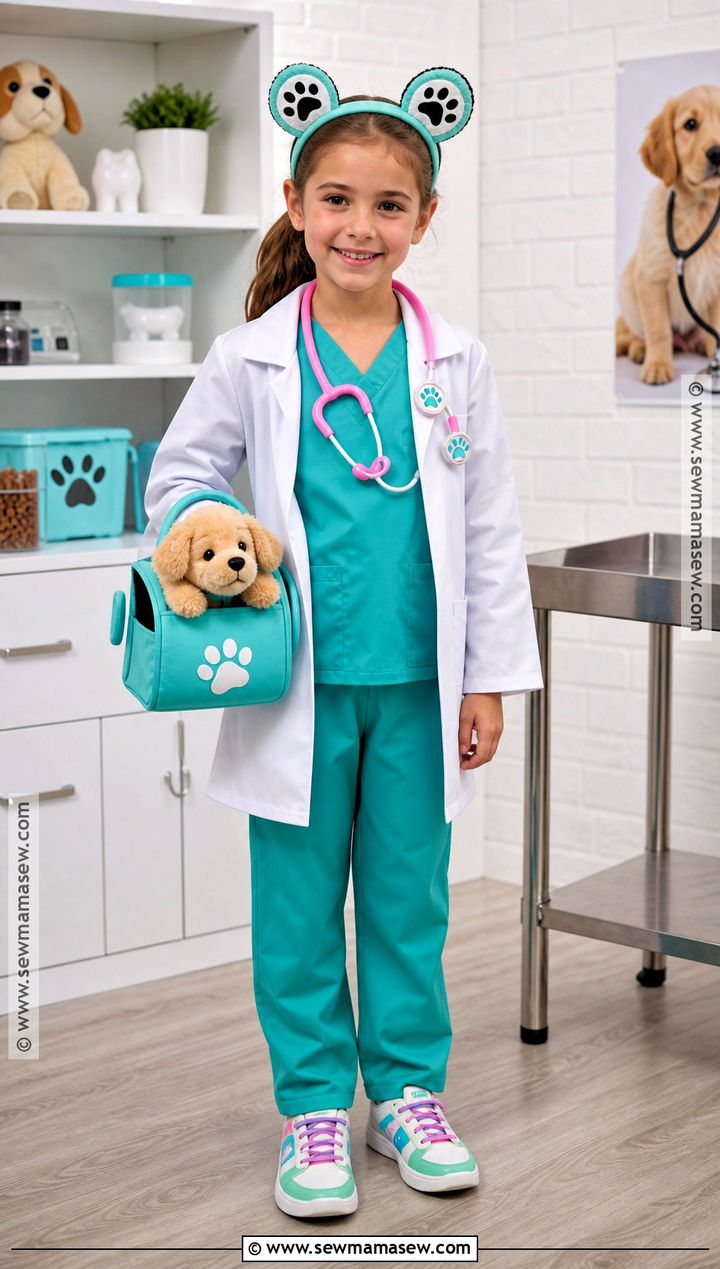 Veterinarian Costume With Plush Pet - 30 costume ideas for girls