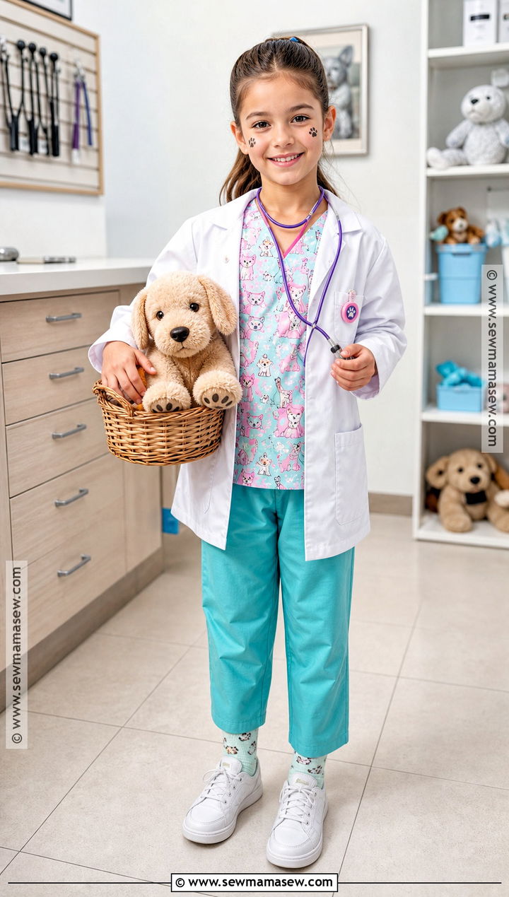 Veterinarian Costume With Plush Puppy - 40 girls halloween costumes