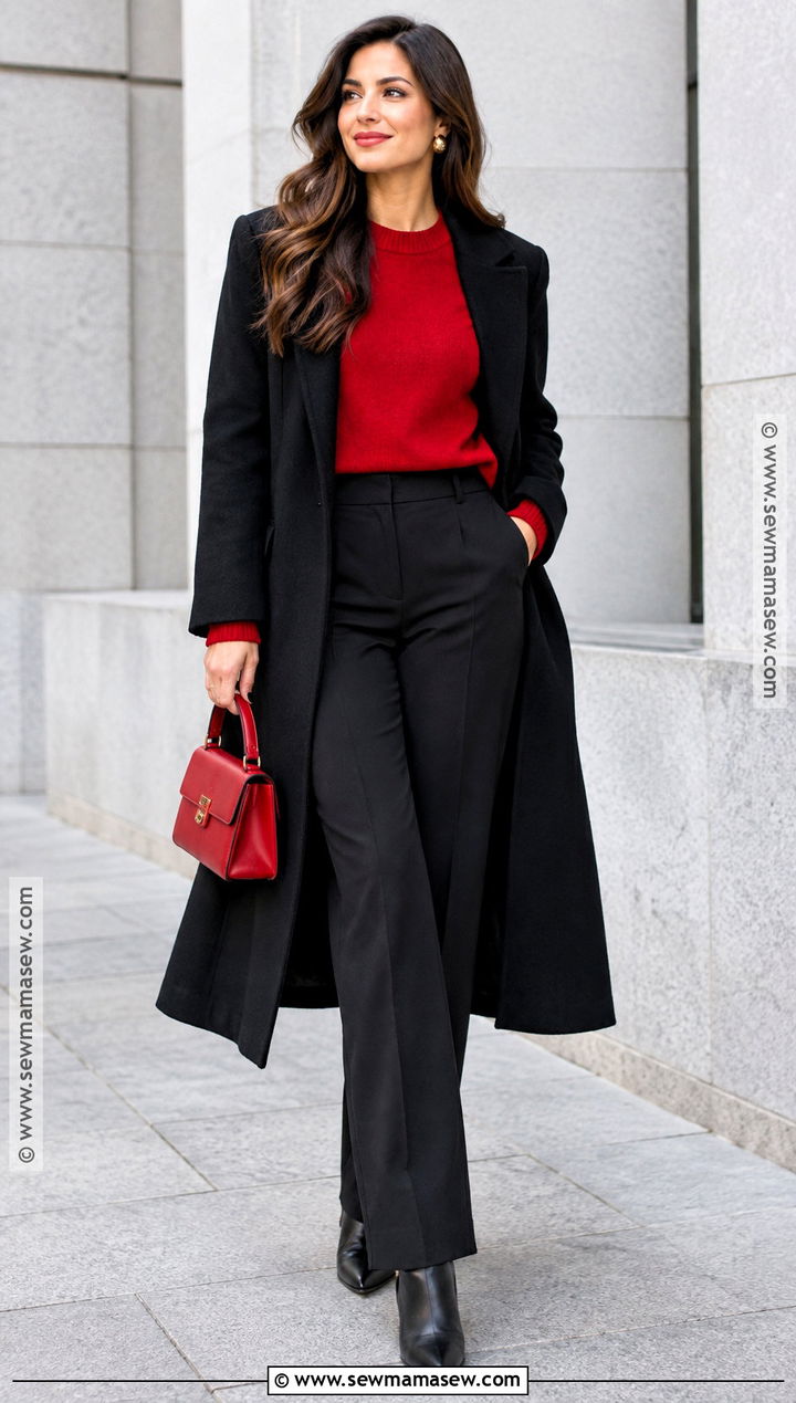 Vibrant Red And Black Fall Outfit - 15 Choosing Fall Fashion Colors Ideas