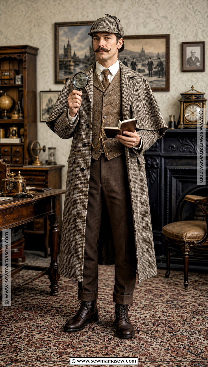 Victorian Detective Costume With Plaid Coat - 45 mens halloween costumes