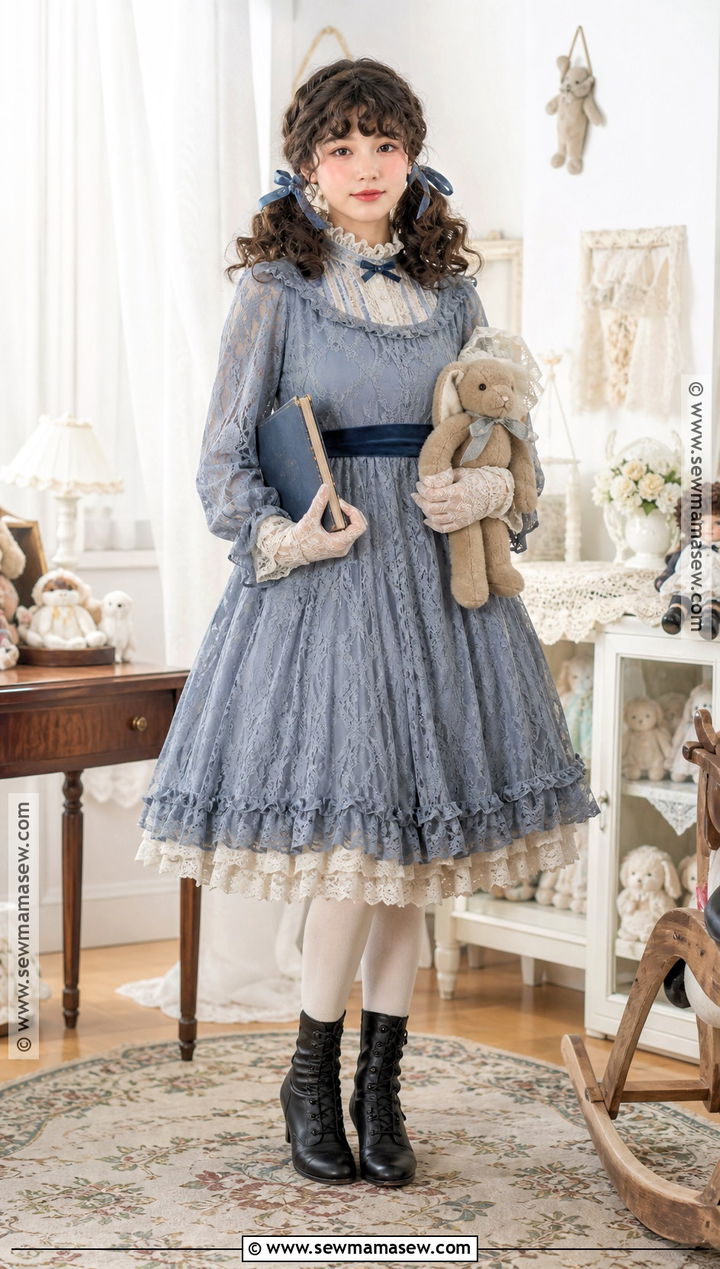 Victorian Doll Costume With Lace Dress - 35 curly hair halloween costume ideas