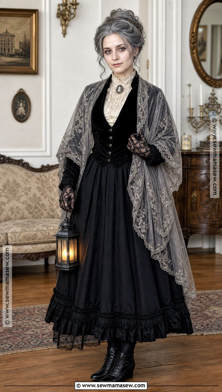 Victorian Ghost Costume With Black Maxi Skirt - 30 halloween costumes black skirt