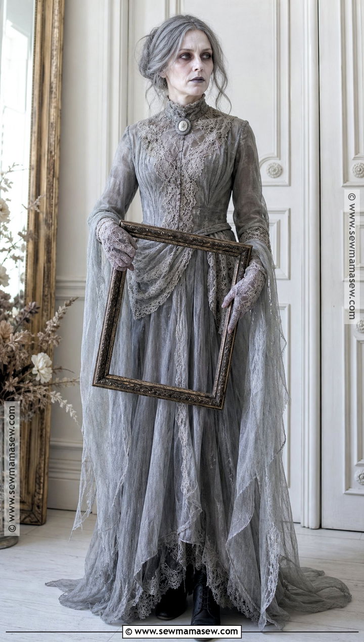 Victorian Ghost Costume With Gray Dress - 30 horror costumes