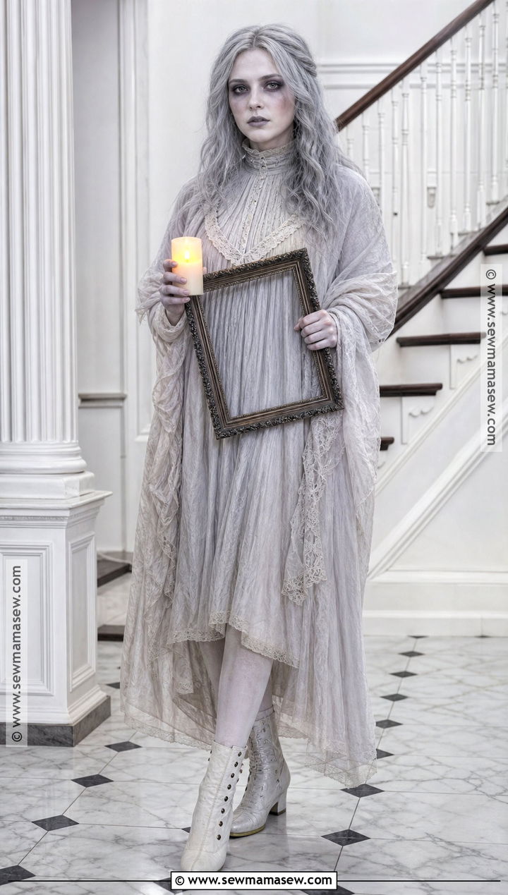 Victorian Ghost Costume With White Dress - 45 scary costumes