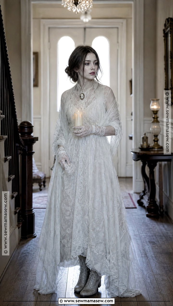 Victorian Ghost Costume With White Dress - 35 white dress halloween costume ideas