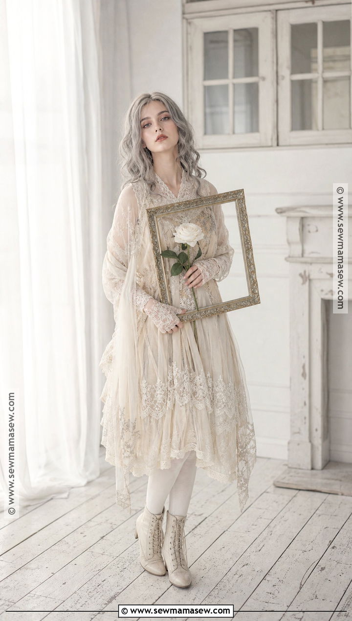 Victorian Ghost Costume With White Lace Dress - 30 Single Person Halloween Costume Ideas