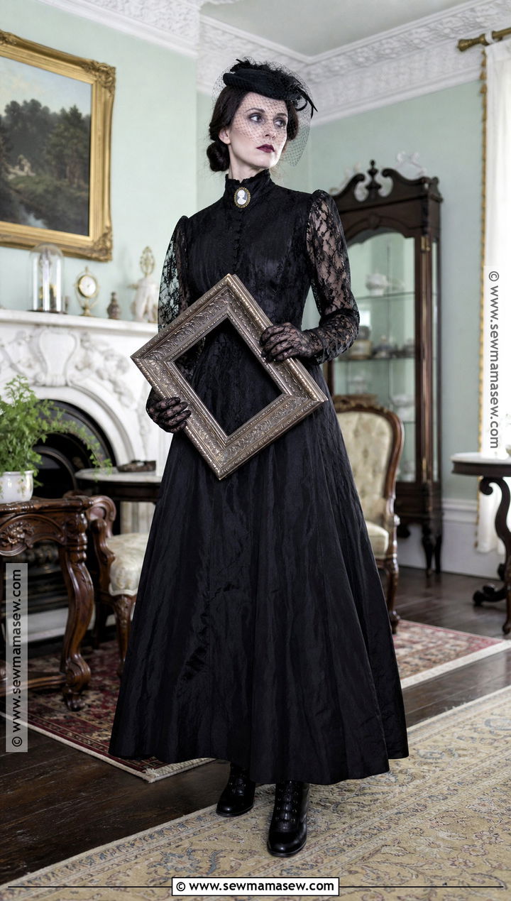 Victorian Ghost Long Black Dress Costume - 30 long black dress halloween costume ideas