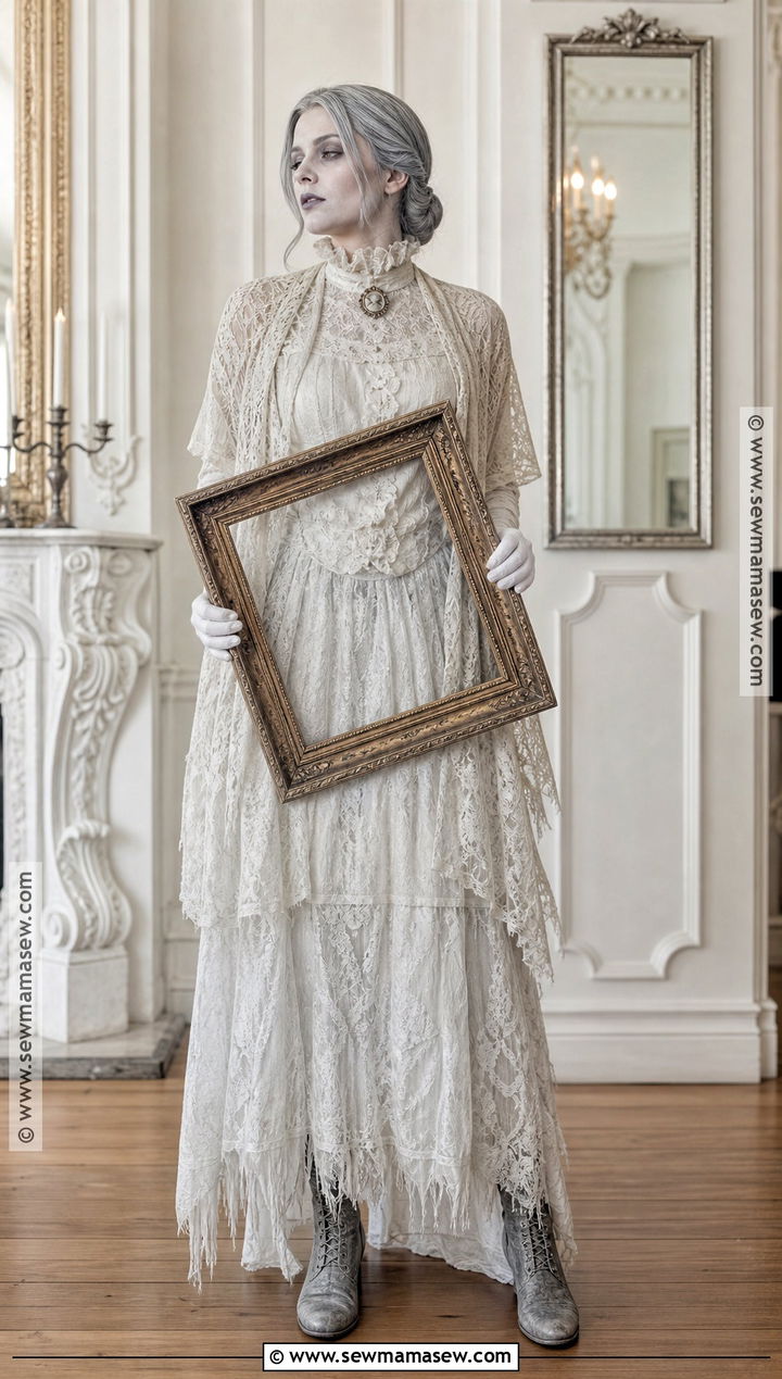Victorian Ghost Outfit With Lace Dress - 35 Ghost Outfit Ideas