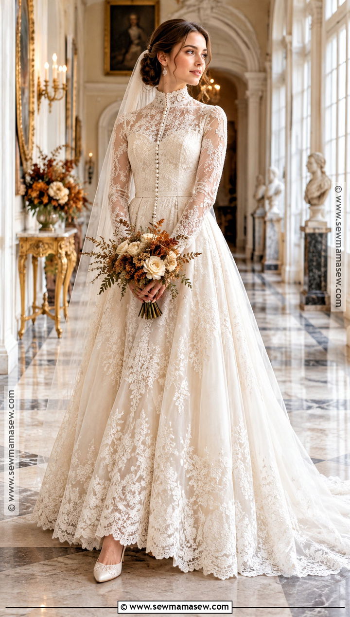 Victorian Lace Autumn Wedding Dress - 25 autumn wedding dress ideas