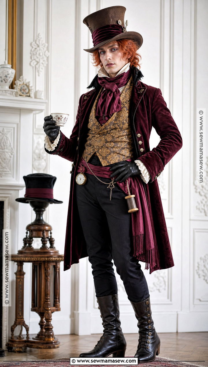 Victorian Mad Hatter Costume With Brocade Vest - 50 mad hatter costume ideas