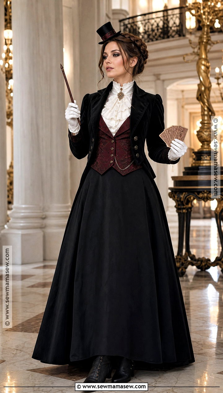 Victorian Magician Costume With Long Skirt - 35 Magician Costume Ideas for Women
