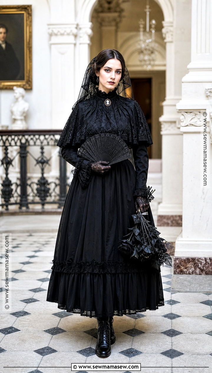 Victorian Mourner Costume With Black Dress - 30 costumes with black dress