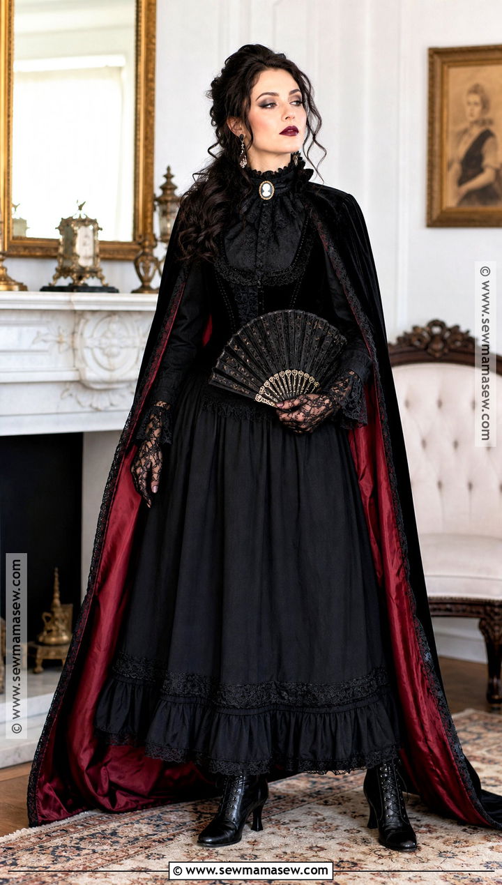 Victorian Vampire Costume With Dark Curls - 30 curly hair costumes halloween